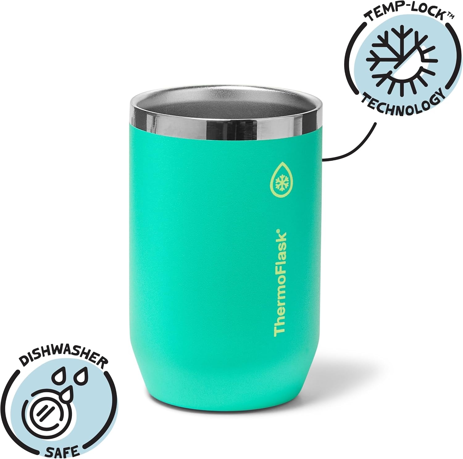 image:imageThermoFlask 12 oz Slim Can Cooler 2in1 Insulated Cup Durable Stainless Steel with NonSlip Base DishwasherSafe Shocking PinkScreamin Green