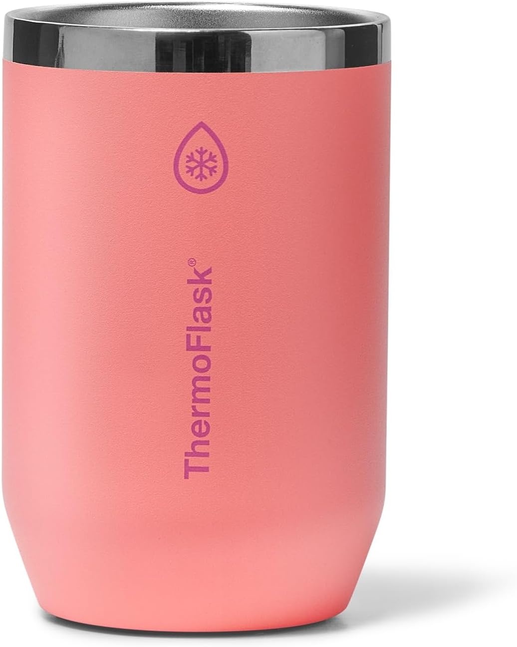 image:imageThermoFlask 12 oz Slim Can Cooler 2in1 Insulated Cup Durable Stainless Steel with NonSlip Base DishwasherSafe Shocking PinkSunkissed Coral