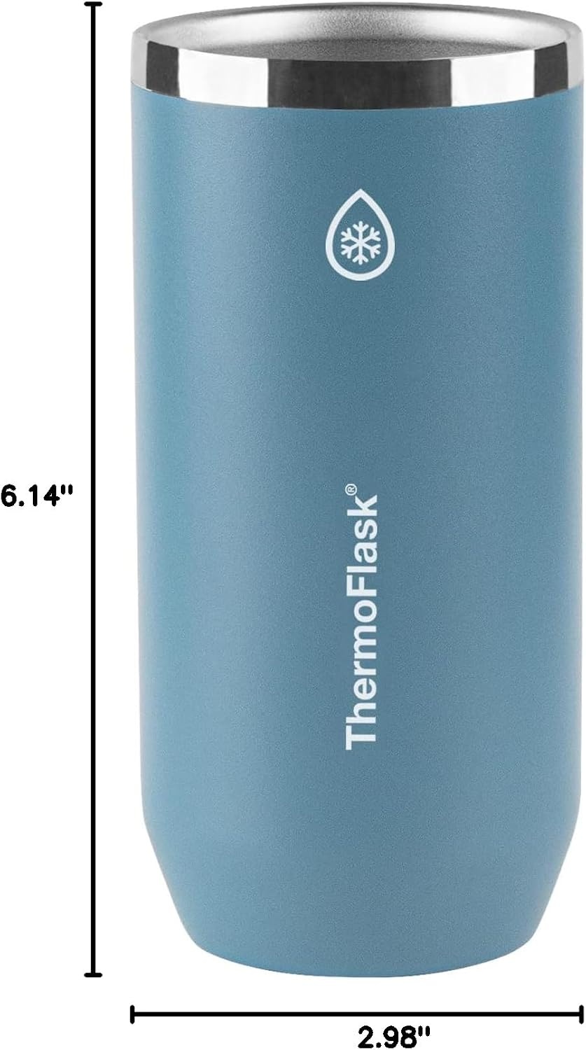 image:imageThermoFlask 16 oz Tall Can Cooler 2in1 Insulated Cup Durable Stainless Steel with NonSlip Base DishwasherSafe Vivid BlueDusty Blue