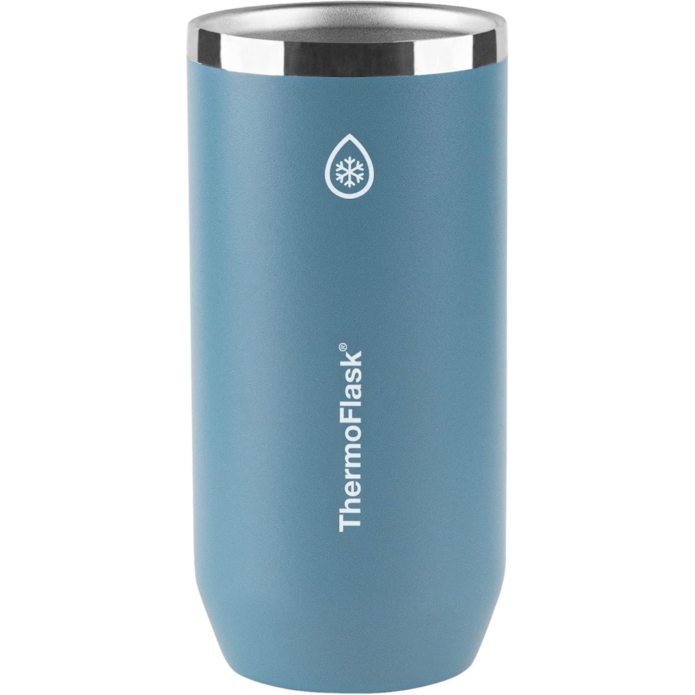 image:imageThermoFlask 16 oz Tall Can Cooler  2in1 Insulated Cup  Durable Stainless Steel with NonSlip Base  DishwasherSafe  Vivid BlueDusty Blue