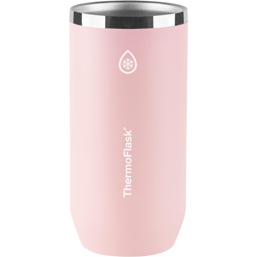 image:imageThermoFlask 16 oz Tall Can Cooler 2in1 Insulated Cup Durable Stainless Steel with NonSlip Base DishwasherSafe Vivid BluePink Salt