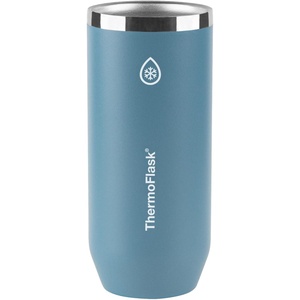 ThermoFlask 12 oz Slim Can Cooler – 2-in-1 Insulated Cup – Durable, Stainless Steel with Non-Slip Base – Dishwasher-Safe – Shocking Pink(Dusty Blue)