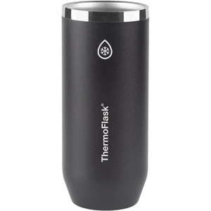 ThermoFlask 12 oz Slim Can Cooler – 2-in-1 Insulated Cup – Durable, Stainless Steel with Non-Slip Base – Dishwasher-Safe – Shocking Pink(Jet Black)