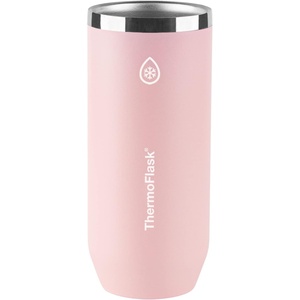 ThermoFlask 12 oz Slim Can Cooler – 2-in-1 Insulated Cup – Durable, Stainless Steel with Non-Slip Base – Dishwasher-Safe – Shocking Pink(Pink Salt)