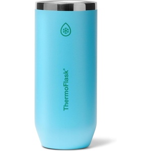 ThermoFlask 12 oz Slim Can Cooler – 2-in-1 Insulated Cup – Durable, Stainless Steel with Non-Slip Base – Dishwasher-Safe – Shocking Pink(Vivid Blue)