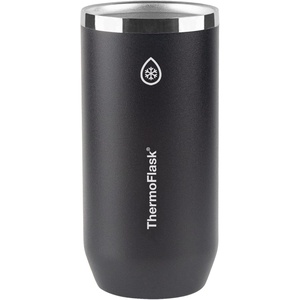 ThermoFlask 16 oz Tall Can Cooler – 2-in-1 Insulated Cup – Durable, Stainless Steel with Non-Slip Base – Dishwasher-Safe – Vivid Blue(Jet Black)