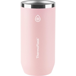 ThermoFlask 16 oz Tall Can Cooler – 2-in-1 Insulated Cup – Durable, Stainless Steel with Non-Slip Base – Dishwasher-Safe – Vivid Blue(Pink Salt)